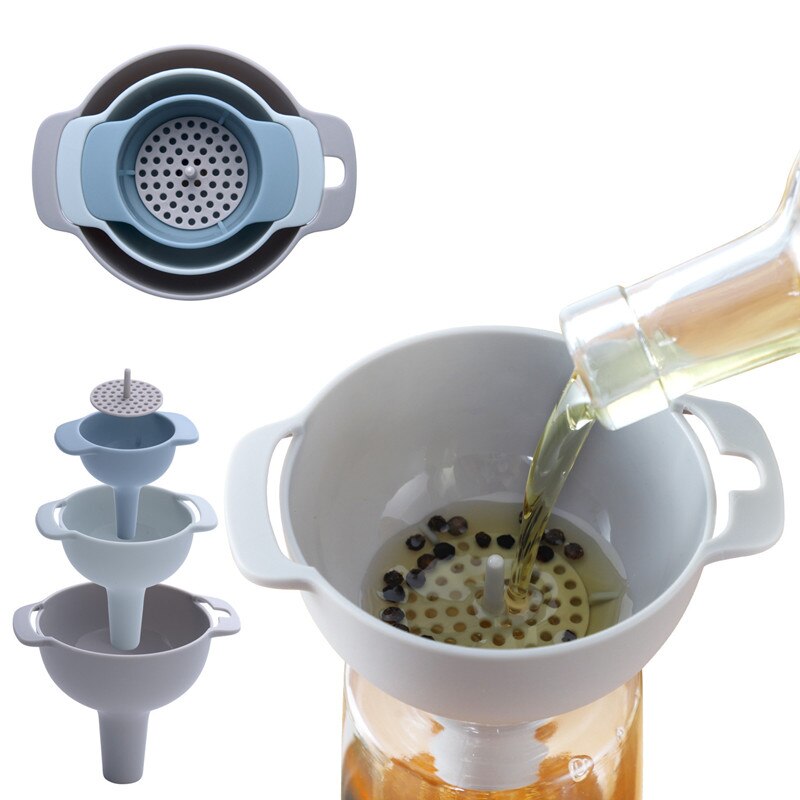 4 IN 1 Multi-function Canning Funnel Set Wide Mouth Plastic Funnel Filter Oil