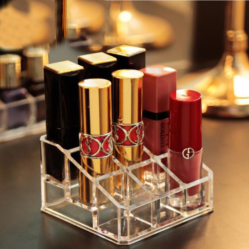 9 Grid Acrylic Makeup Organizer Transparent Storage Box